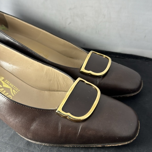 Salvatore Ferragamo Pumps Block Heels Slip On Shoes made in Italy size 8 B - Picture 3 of 12